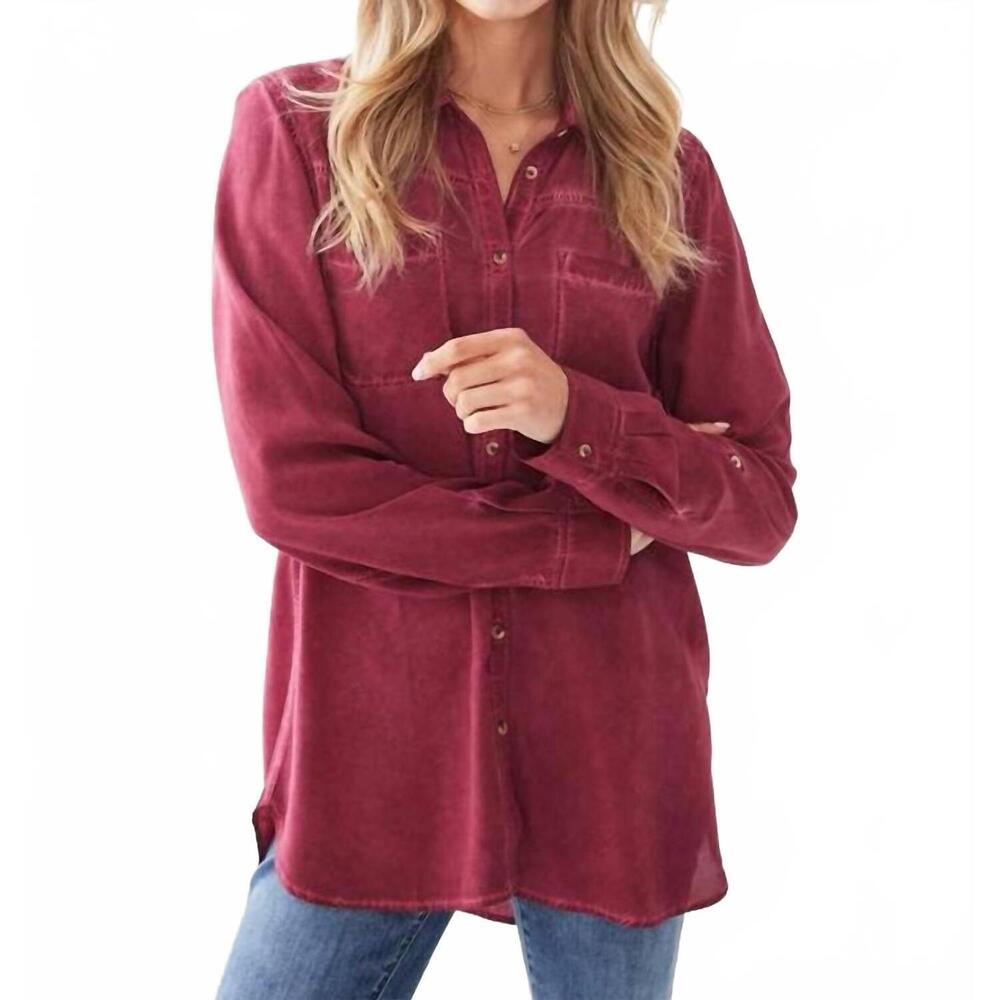 NEW FDJ pigment dyed button front shirt in cabernet
